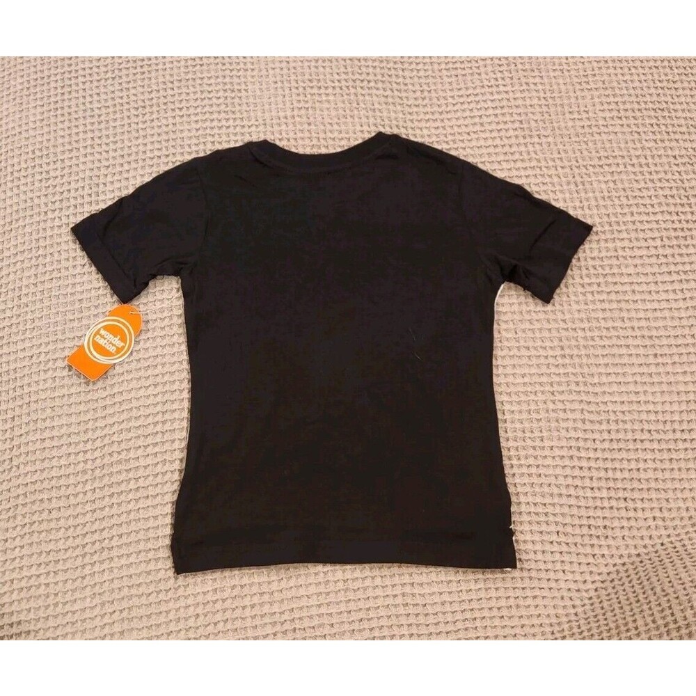 Boys Short Sleeve Pocket T-Shirt Size XS 4/5 Black And White Wonder Nation - Picture 4 of 5